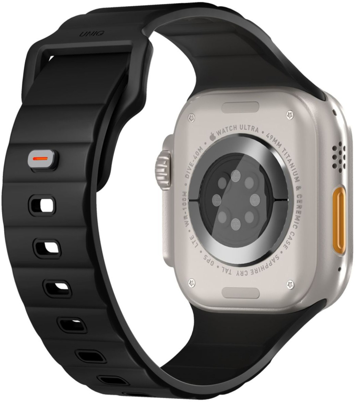 Ремешок Uniq Stride Rubber для Apple Watch 42/49 мм, силикон, черный