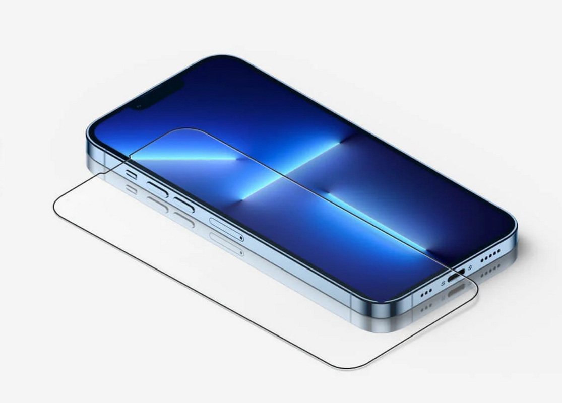 Сапфировая защита для экрана iPhone 15 Pro Max, прозрачный, с черной рамкой