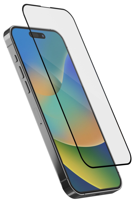 Стекло защитное алюмосиликатное uBear для iPhone 15, Extreme Nano, черный