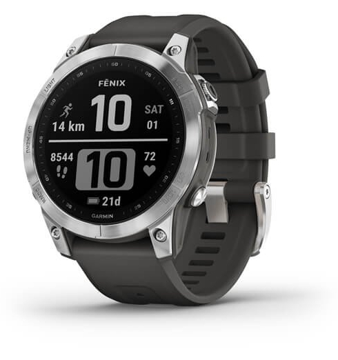 Умные часы Garmin Fenix 7, серебристый с графитовым ремешком