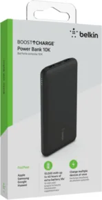 Внешний аккумулятор Belkin + кабель USB-A – USB-C, 10000мАч, черный