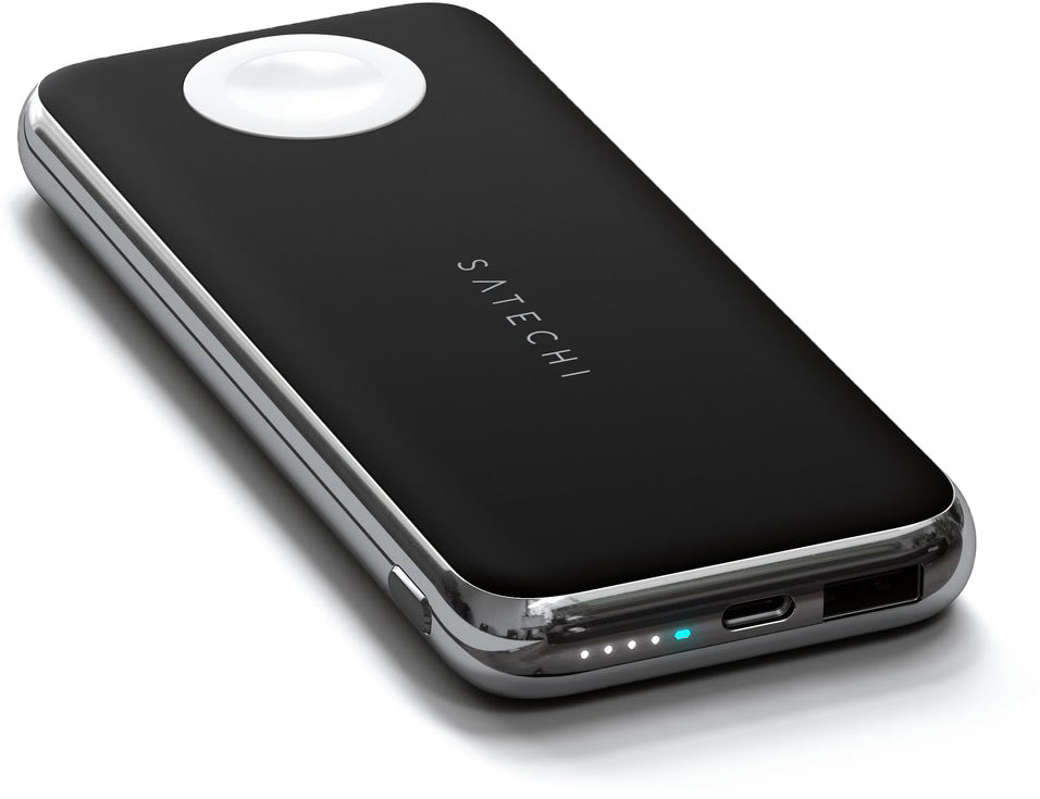 Внешний аккумулятор с функцией БЗУ Satechi Quatro Wireless Power Bank 10000 мАч, серый космос