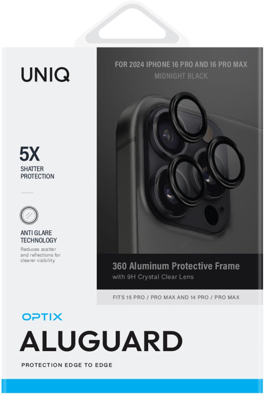 Защита линз Uniq Optix AluGuard для iPhone 16 Pro/16 Pro Max, черный