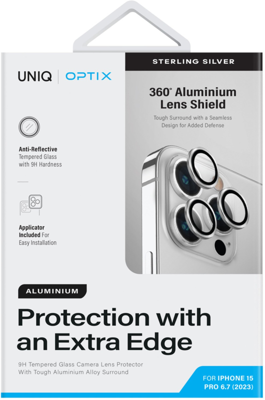 Защита линз Uniq Optix для iPhone 15 Pro Max, серебристый