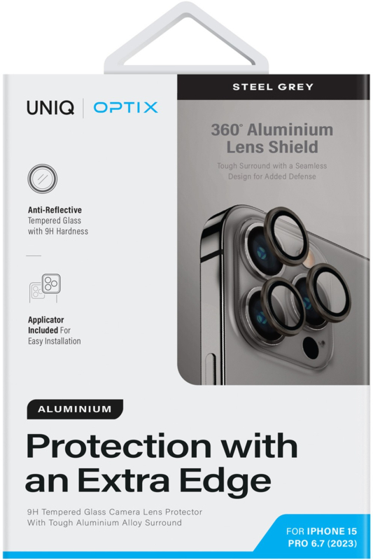 Защита линз Uniq Optix для iPhone 15 Pro Max, серый