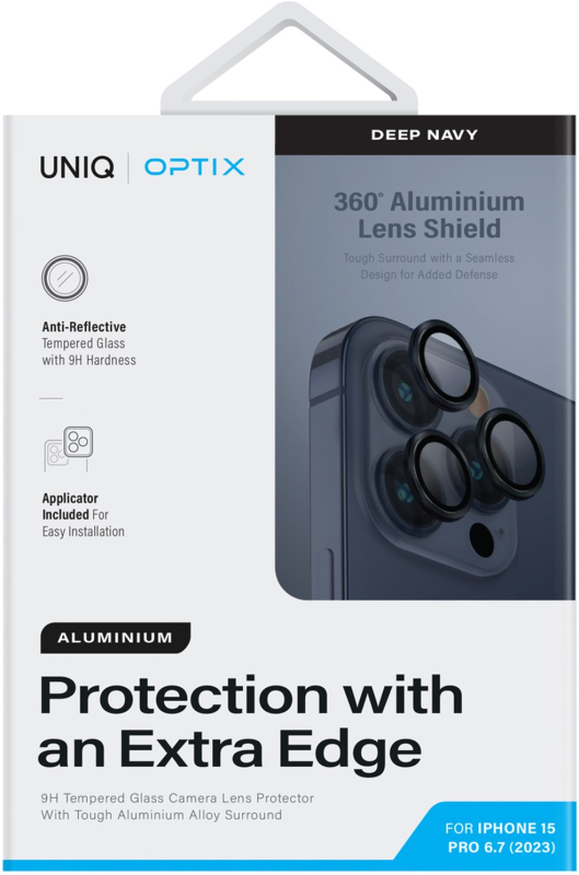 Защита линз Uniq Optix для iPhone 15 Pro Max, темно-синий