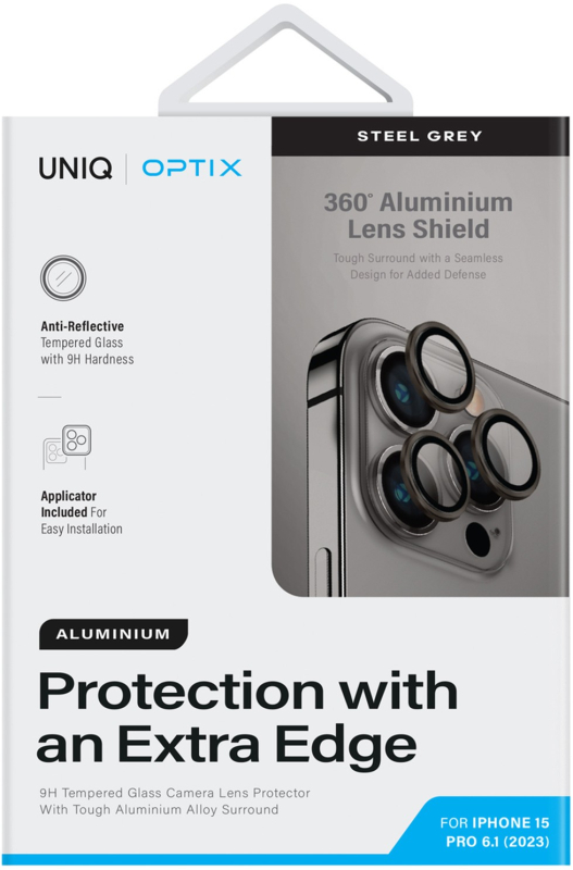 Защита линз Uniq Optix для iPhone 15 Pro, серый