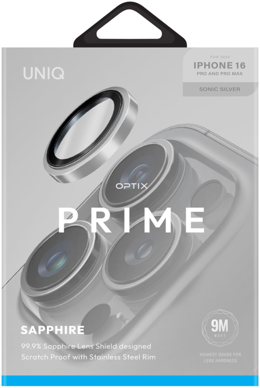 Защита линз Uniq Optix Prime для iPhone 16 Pro/16 Pro Max, серебристый