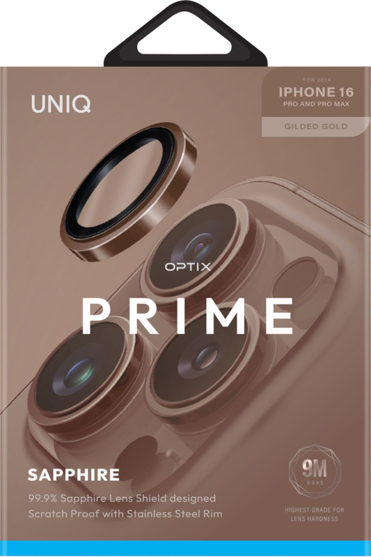 Защита линз Uniq Optix Prime для iPhone 16 Pro/16 Pro Max, золотой